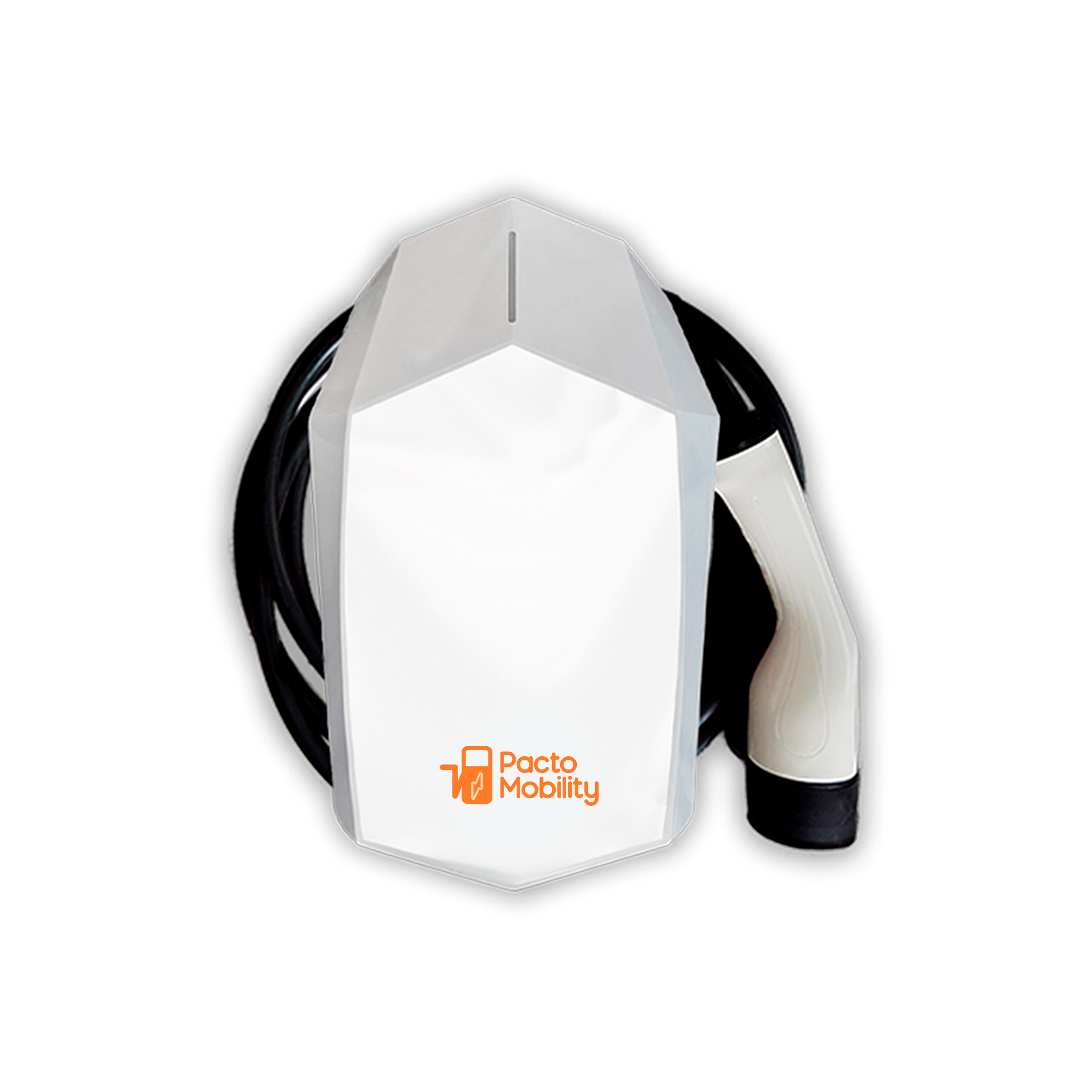 Carregador Wallbox AC Pacto Mobility, branco, com cabo Tipo 2 enrolado
